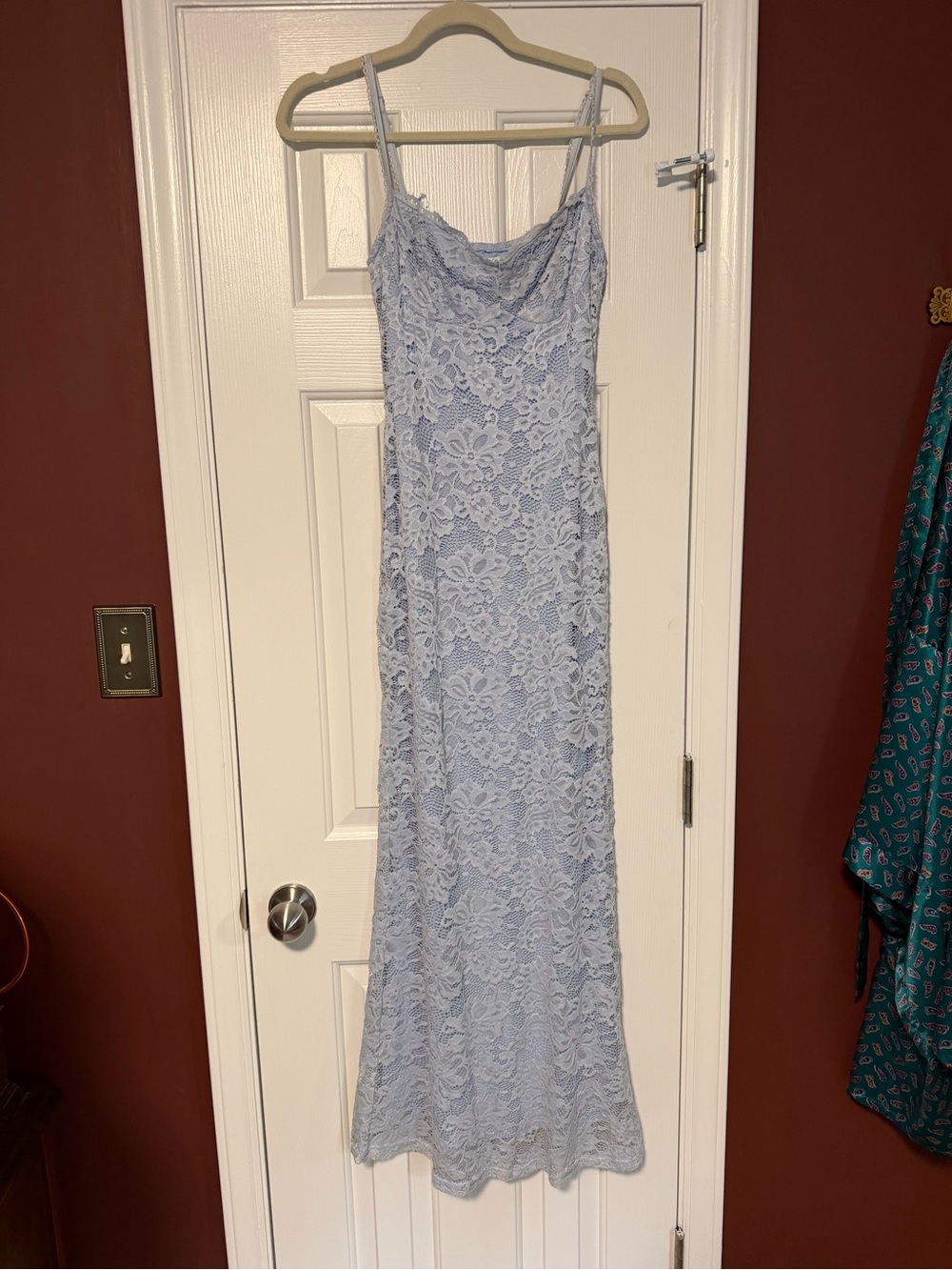 Lace Maxi Dress in Light Blue
